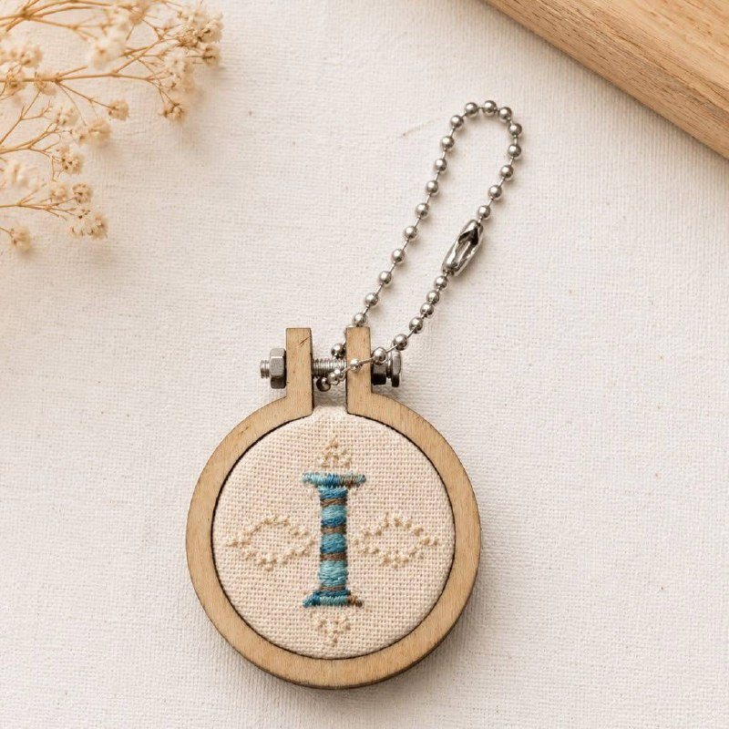 Personalised embroidery Singapore mini hoop keychain with initial embroidery